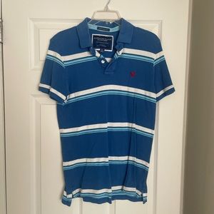 Mens Blue Striped American Eagle Polo
